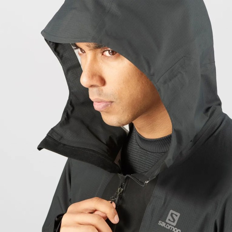 Salomon Outline GTX Hybrid Waterproof Men's Shell Jackets Black | CA 27M51